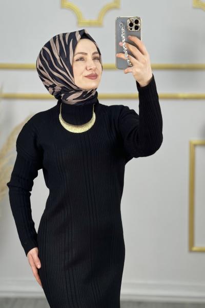 Neva Triko Elbise Siyah