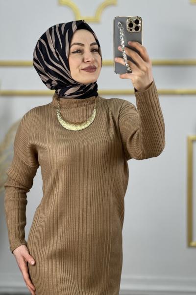 Neva Triko Elbise  Taba