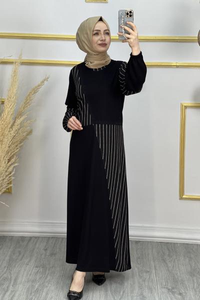 Nisan Taşlı Elbise Siyah