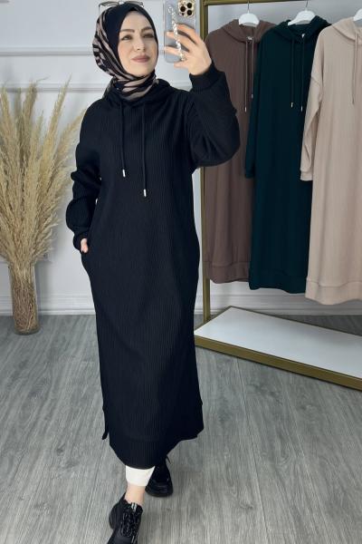 Örme Elbise Tunik Siyah