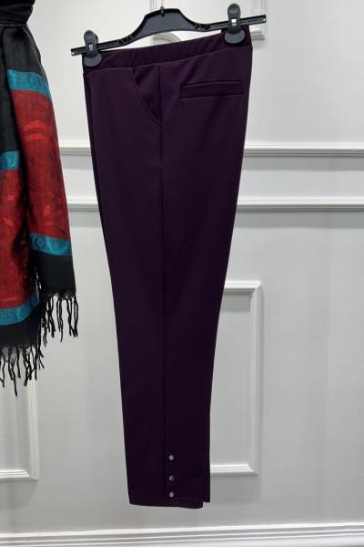 Pantolon Dar Paça Çıtçıtlı  Bordo