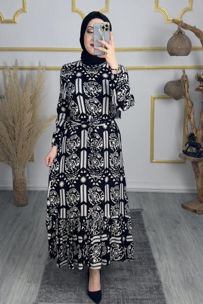 Papatya Elbise  Siyah Beyaz