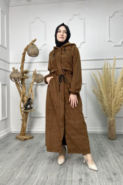 Polar Kapşonlu Kap Kahverengi