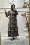 RİBANALI VİSKON ELBİSE Leopar