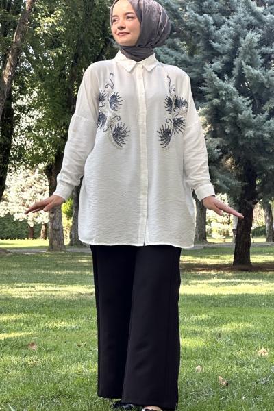 Serra Gömlek  Gri Lacivert