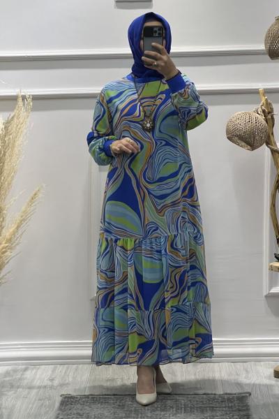 Şifon Elbise Açık Mavi