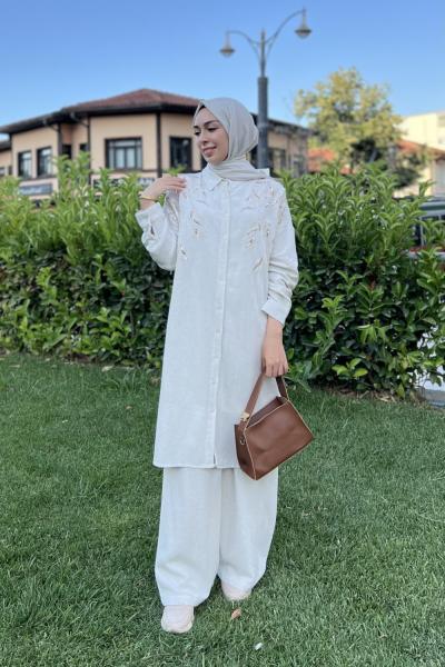 Uzun Çiçek Takım Krem