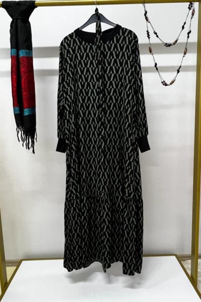 v desenli tuva elbise Siyah Haki