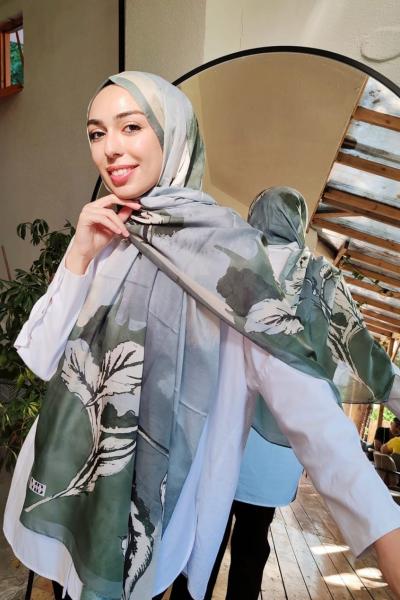 Yaprak Desen Soft Şal Çağla Yeşili