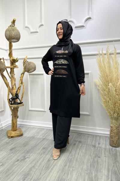 Yaprak Tunik  Siyah