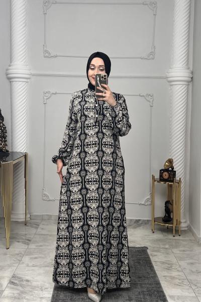 Yeşim Cepli Viskon Elbise Siyah