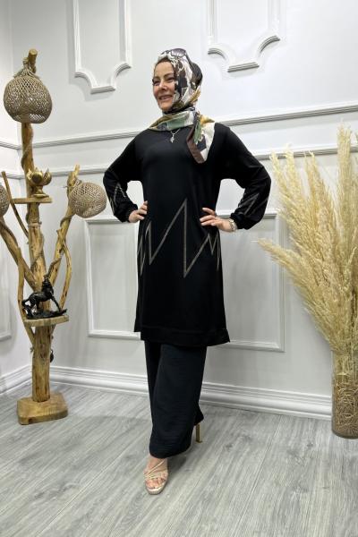 Zikzak Tunik Siyah