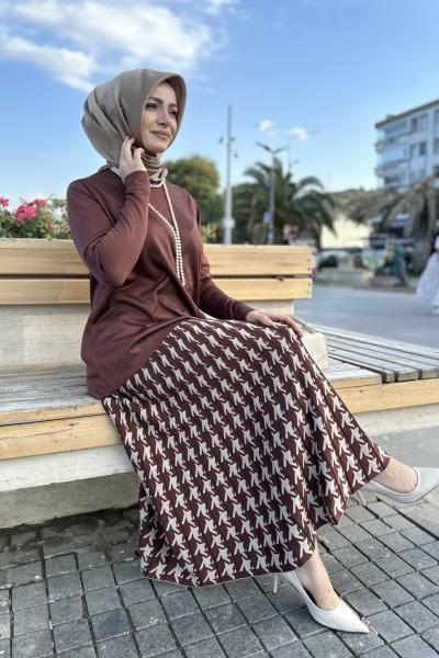 Zümra Etekli Takım Kahverengi