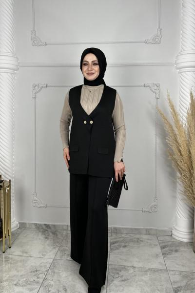 Zümra Yelek Takım Siyah