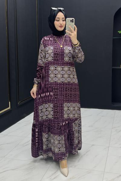 Etnik Elbise Koyu Mor