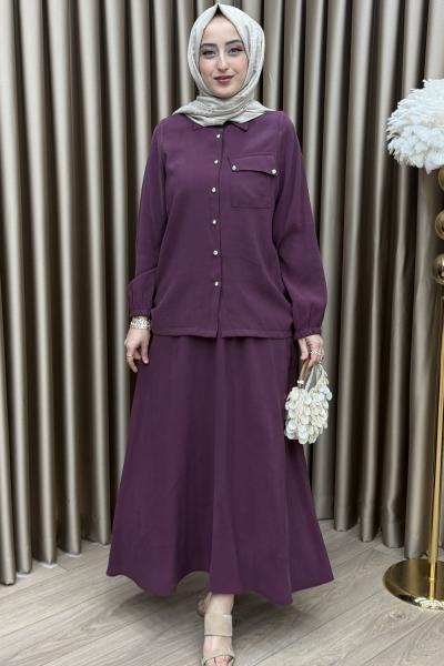 Verda Etek Takım Mürdüm