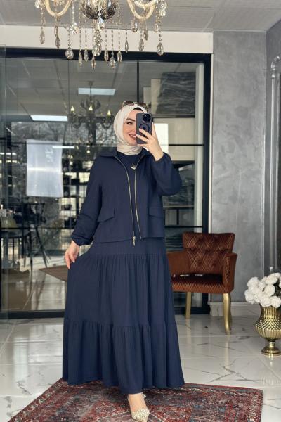 Atiye Elbise Ceket Takım Lacivert