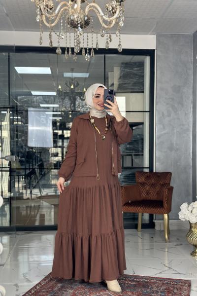 Atiye Elbise Ceket Takım Kiremit