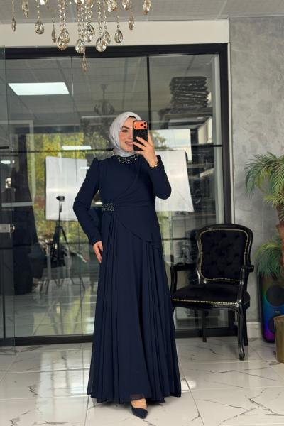 Berrin Abiye Elbise Lacivert