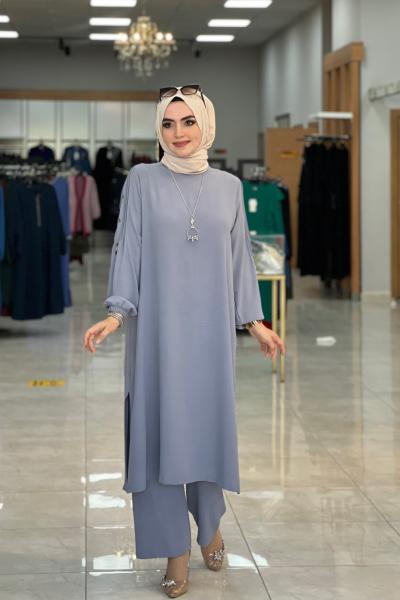 Burcu Pantolonlu Takım Gri