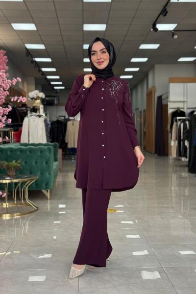 Elisa Pantolon Takım-Bordo