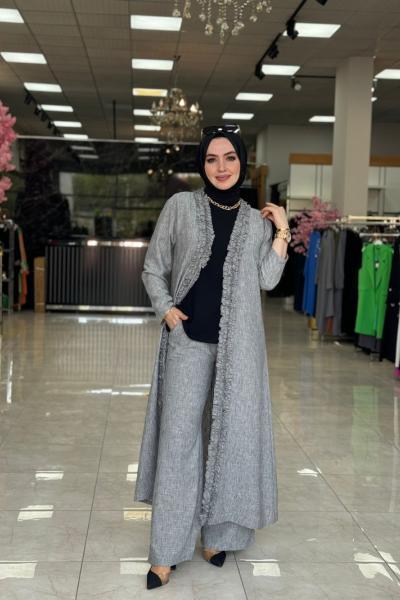 Fırfırlı Takım Gri