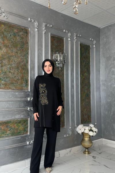 Hilal Pantolon Takım-Siyah