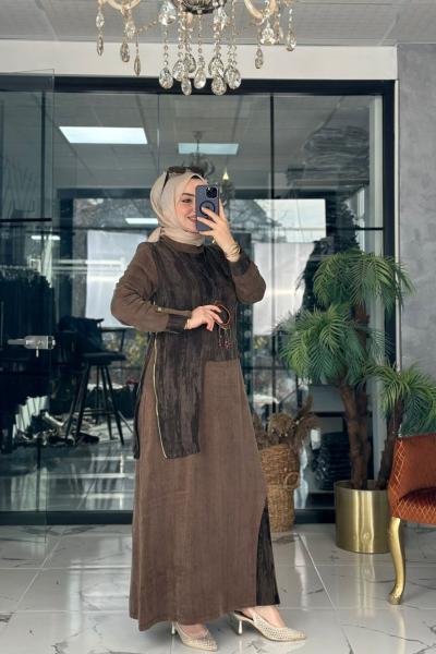 Işık Elbise Kahverengi