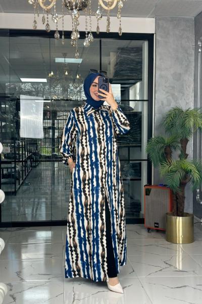 Lenna Uzun Gömlek-İndigo