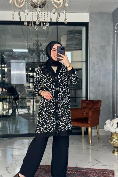 Meliha Hırka-Siyah/Beyaz