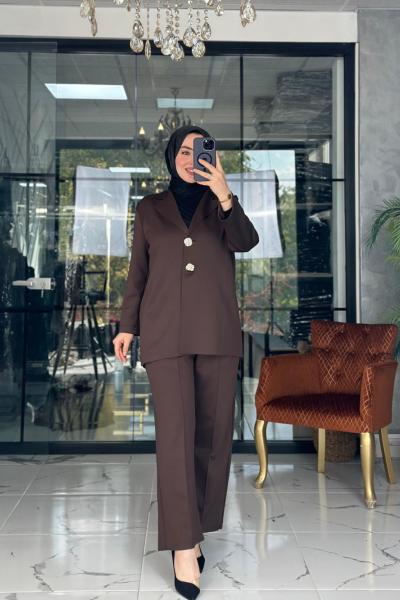 Modern Ceket Takım Kahverengi