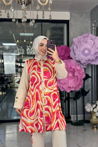 Nihal Pantolon Takım-Turuncu