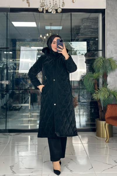 Nova Kısa Kapitone Mont Siyah