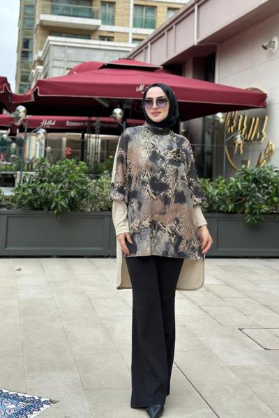 Rosa Örme Tunik-Bej