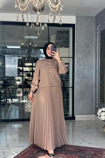 Rümeysa Etek Takım Vizon