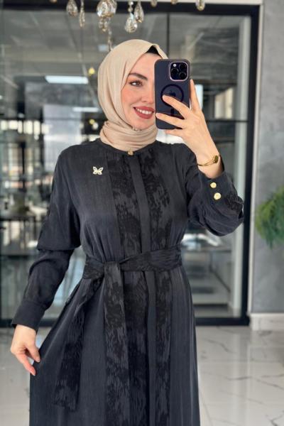 Şeyda Cupra Elbise-Siyah