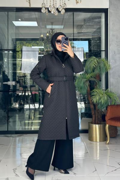 Tılsım Kapitone Mont Siyah