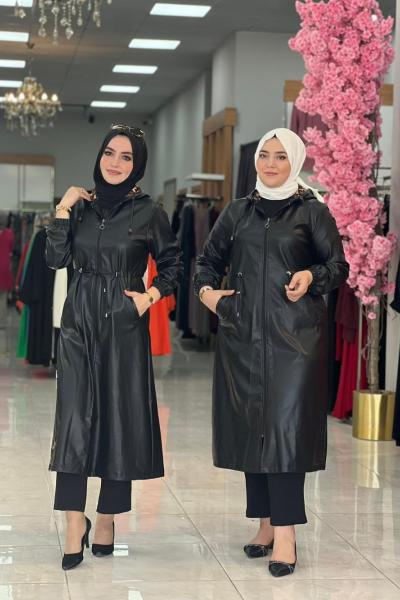 Uzun Deri Trenç Siyah