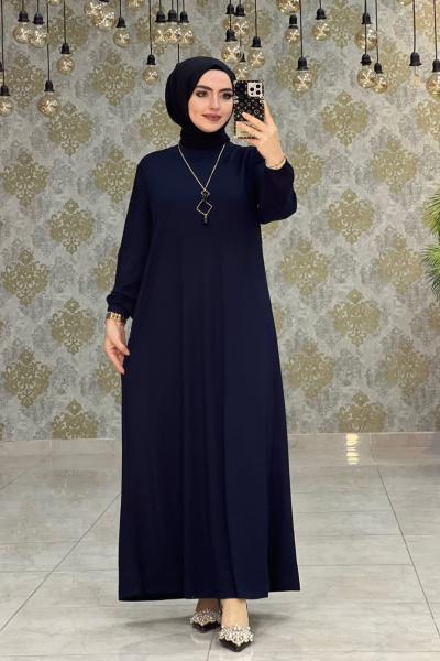 Yüsra Düğmeli Elbise Lacivert