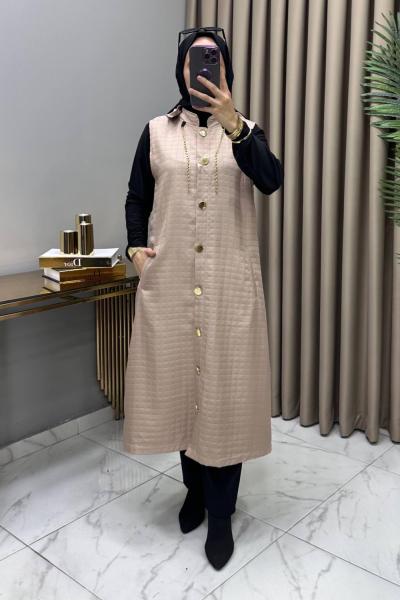 Aylin Kapitone Yelek Krem