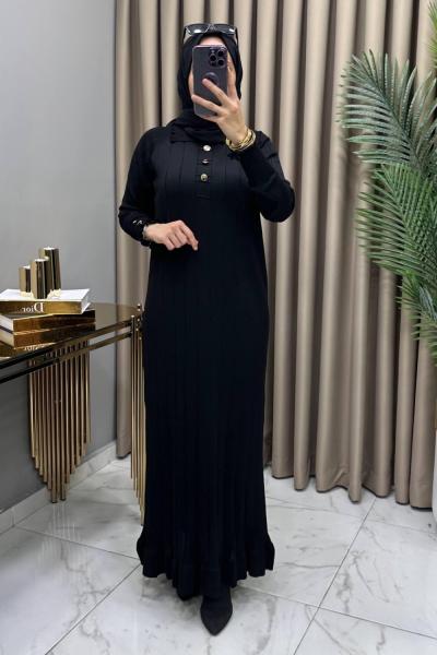 Büşra Soğuk Merserize Elbise Siyah