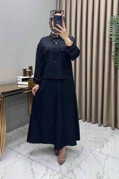 Ekin Ceket Etek Takım Siyah