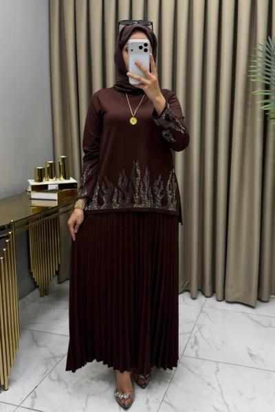 Feride Taşlı Takım Kahve