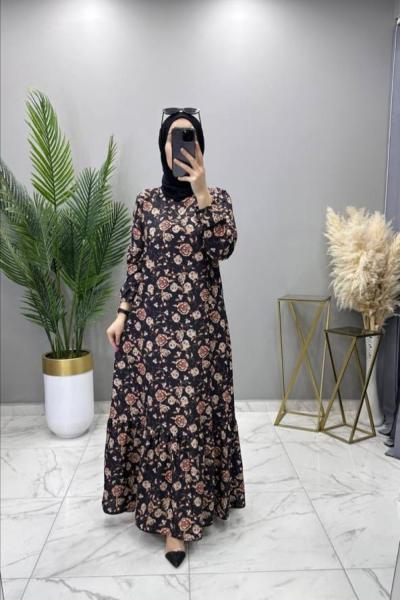 Güllü Elbise Siyah