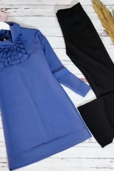 Hakim Yaka Tunik İndigo 1 Adet - Hakim