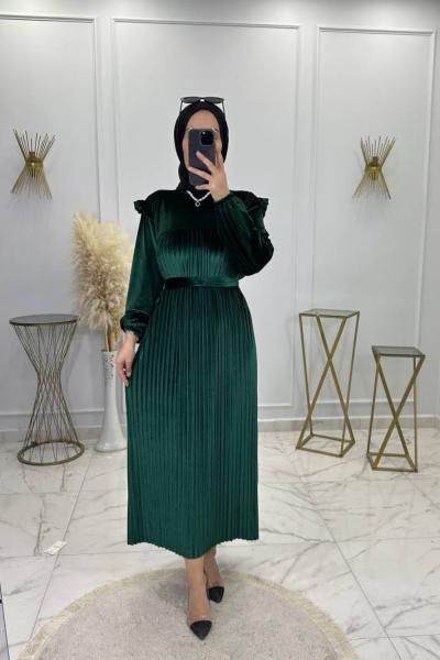 Kadife Elbise Zümrüt