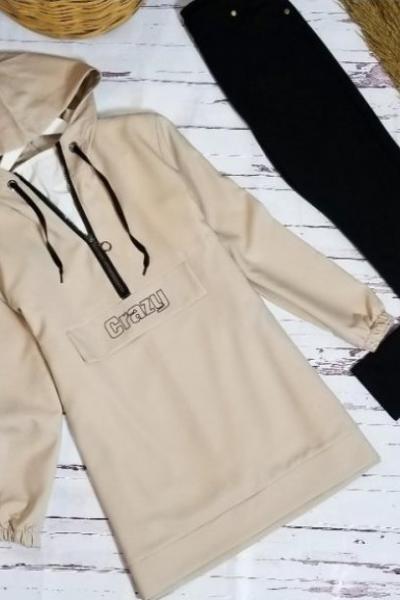 Kapşonlu Tunik Krem - Gülben