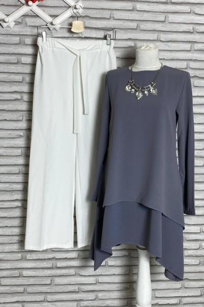 Katlı Aerobin Tunik Gri