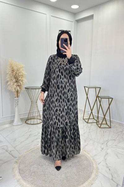 Liya İpek Şifon Elbise Gri