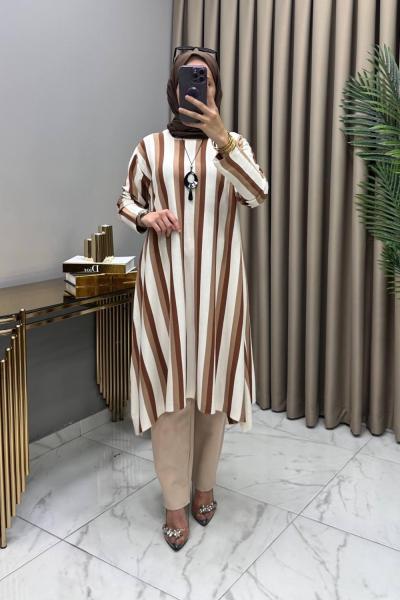 Nihal Triko Tunik Vizon Kolye Hediyeli